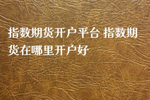 指数期货开户平台 指数期货在哪里开户好