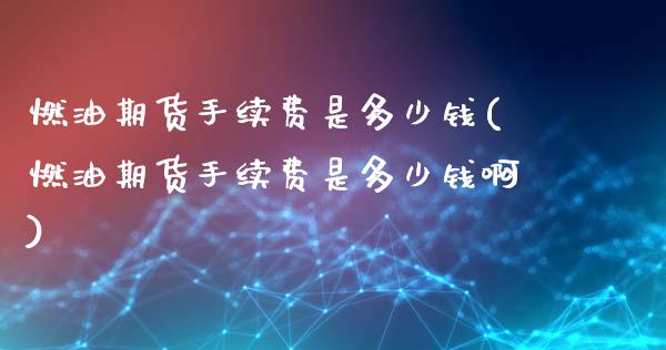 燃油期货手续费是多少钱(燃油期货手续费是多少钱啊)