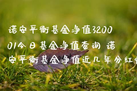 诺安平衡基金净值320001今日基金净值查询 诺安平衡基金净值近几年分红情况