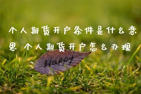 个人期货开户条件是什么意思 个人期货开户怎么办理