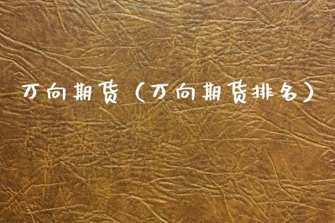 万向期货（万向期货排名）