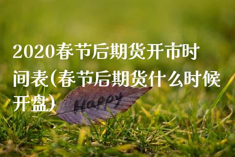 2020春节后期货开市时间表(春节后期货什么时候开盘)
