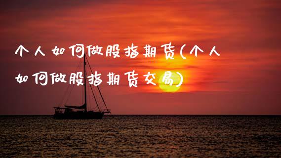 个人如何做股指期货(个人如何做股指期货交易)