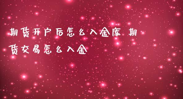 期货开户后怎么入金库 期货交易怎么入金