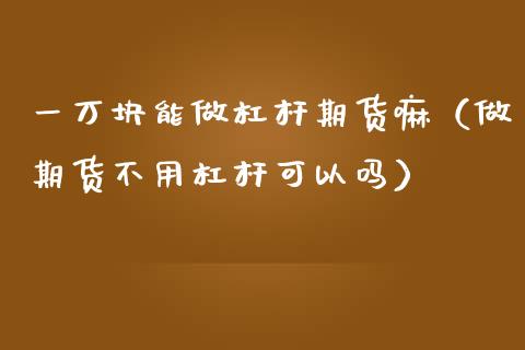 一万块能做杠杆期货嘛（做期货不用杠杆可以吗）
