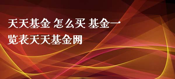 天天基金 怎么买 基金一览表天天基金网