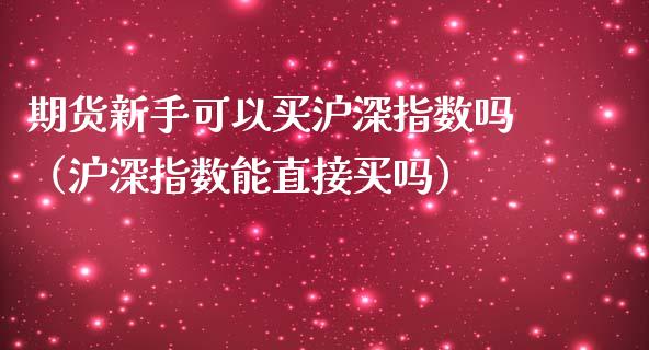 期货新手可以买沪深指数吗（沪深指数能直接买吗）