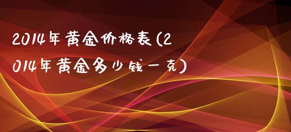 2014年黄金价格表(2014年黄金多少钱一克)