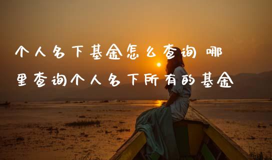 个人名下基金怎么查询 哪里查询个人名下所有的基金
