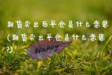 期货卖出后平仓是什么意思(期货卖出平仓是什么意思?)
