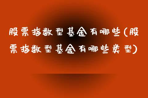 股票指数型基金有哪些(股票指数型基金有哪些类型)