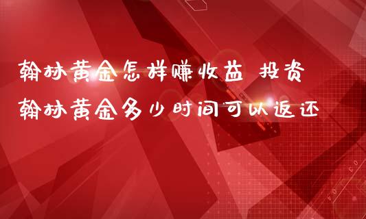 翰林黄金怎样赚收益 投资翰林黄金多少时间可以返还