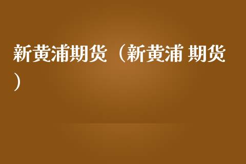 新黄浦期货（新黄浦 期货）