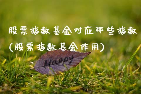 股票指数基金对应那些指数(股票指数基金作用)