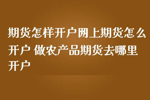 期货怎样开户网上期货怎么开户 做农产品期货去哪里开户
