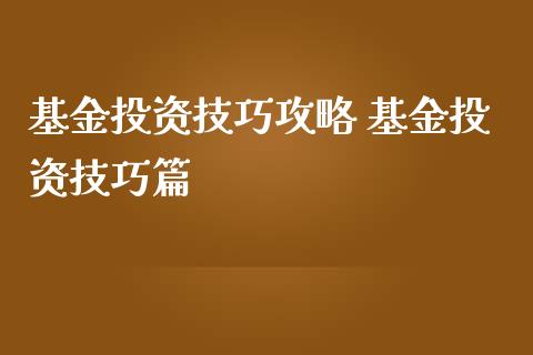 基资技巧攻略 基资技巧篇_https://www.dglong8.com_基金理财_第1张
