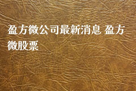 盈方微公司最新消息 盈方微股票