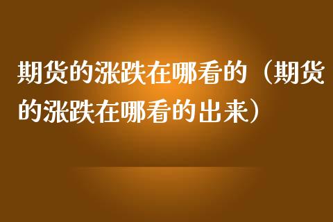期货的涨跌在哪看的（期货的涨跌在哪看的出来）