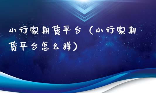 小行家期货平台（小行家期货平台怎么样）