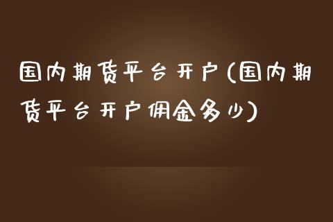国内期货平台开户(国内期货平台开户佣金多少)