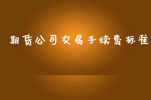 期货公司交易手续费标准