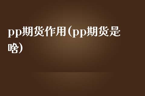 pp期货作用(pp期货是啥)