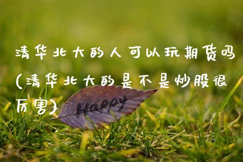 清华北大的人可以玩期货吗(清华北大的是不是炒股很厉害)