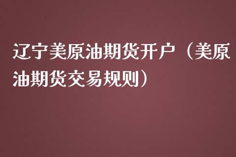 辽宁美原油期货开户（美原油期货交易规则）