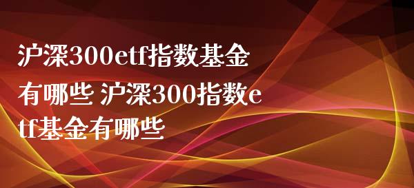 沪深300etf指数基金有哪些 沪深300指数etf基金有哪些_https://www.dglong8.com_期货理财_第1张