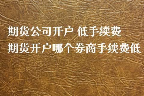期货公司开户 低手续费 期货开户哪个券商手续费低