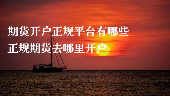期货开户正规平台有哪些 正规期货去哪里开户