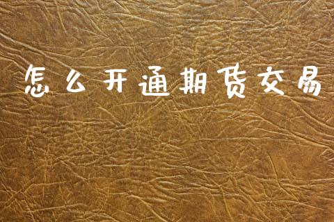怎么开通期货交易