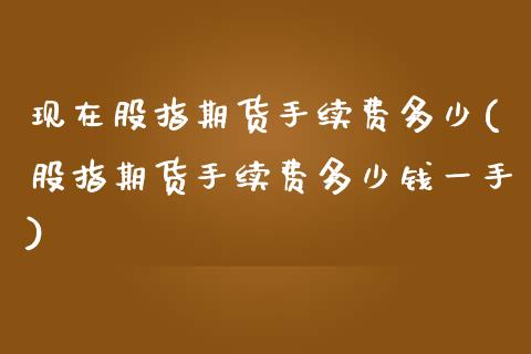 现在股指期货手续费多少(股指期货手续费多少钱一手)