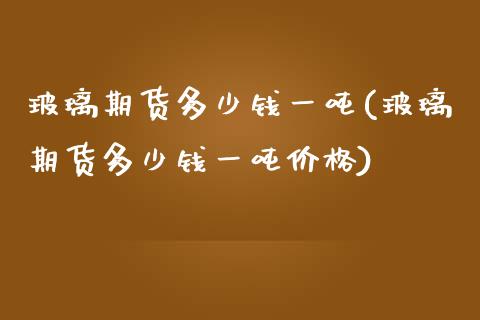 玻璃期货多少钱一吨(玻璃期货多少钱一吨价格)