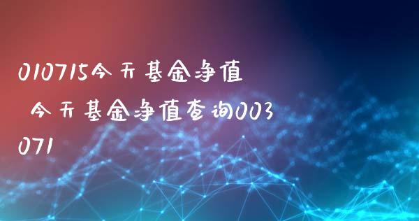 010715今天基金净值 今天基金净值查询003071