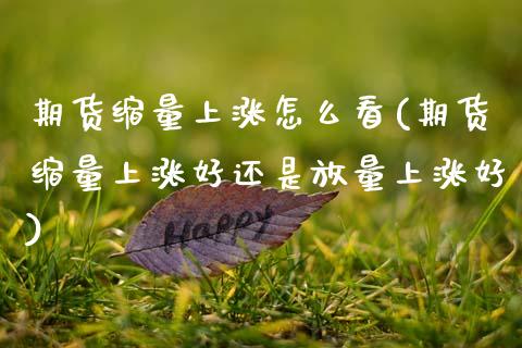 期货缩量上涨怎么看(期货缩量上涨好还是放量上涨好)