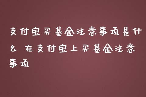 支付宝买基金注意事项是什么 在支付宝上买基金注意事项