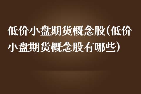 低价小盘期货概念股(低价小盘期货概念股有哪些)