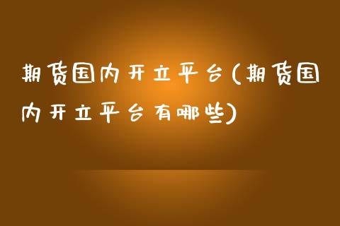 期货国内开立平台(期货国内开立平台有哪些)