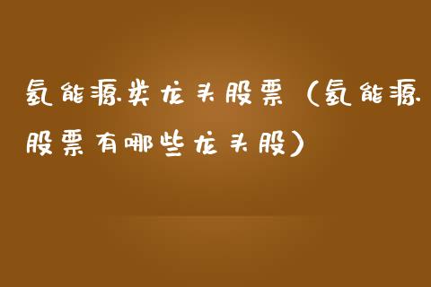 氢能源类龙头股票（氢能源股票有哪些龙头股）