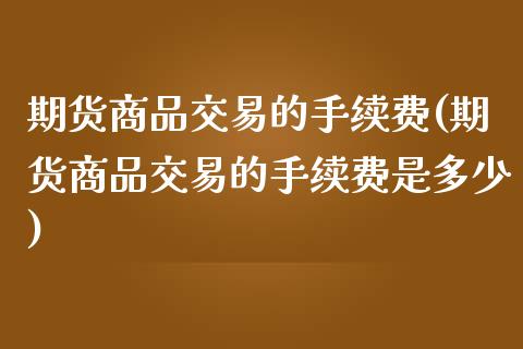 期货商品交易的手续费(期货商品交易的手续费是多少)