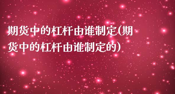 期货中的杠杆由谁制定(期货中的杠杆由谁制定的)
