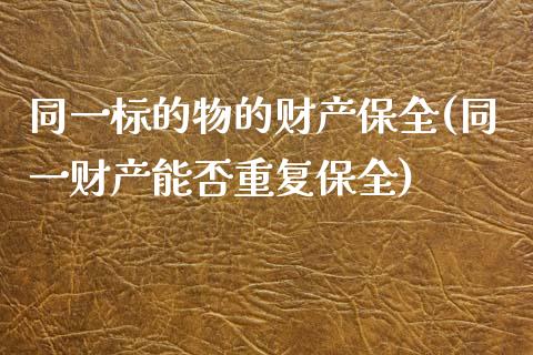 同一标的物的财产保全(同一财产能否重复保全)
