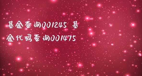 基金查询001245 基金代码查询001475