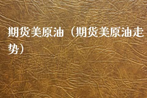 期货美原油（期货美原油走势）