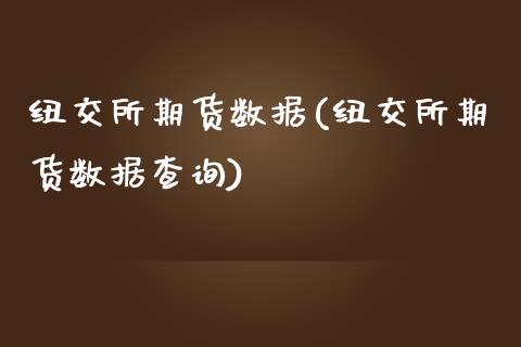 纽交所期货数据(纽交所期货数据查询)