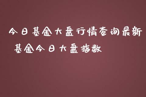 今日基金大盘行情查询最新 基金今日大盘指数_https://www.dglong8.com_基金理财_第1张