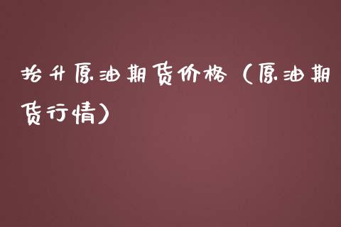 抬升原油期货价格（原油期货行情）