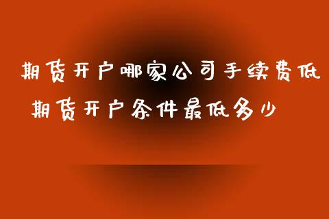 期货开户哪家公司手续费低 期货开户条件最低多少