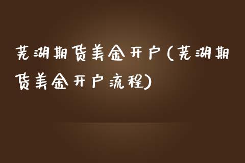 芜湖期货美金开户(芜湖期货美金开户流程)